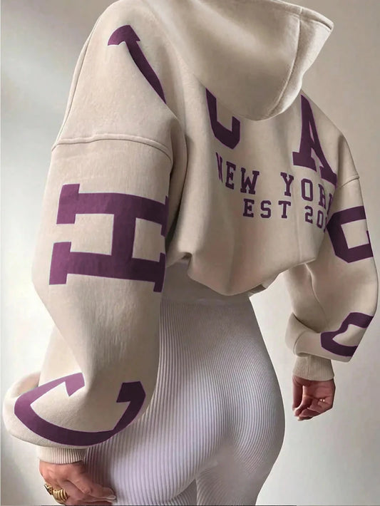 Women’s Casual Long Sleeve Hoodie Letter Print Streetwear Top