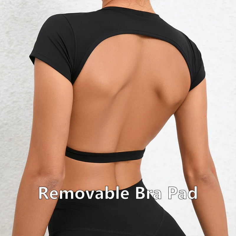 Ctenkevet Sports Crop Top | Backless Yoga Gym Activewear