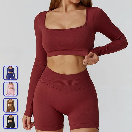 Women’s Gym Yoga Top | Square Neck Backless Fitness Outfit