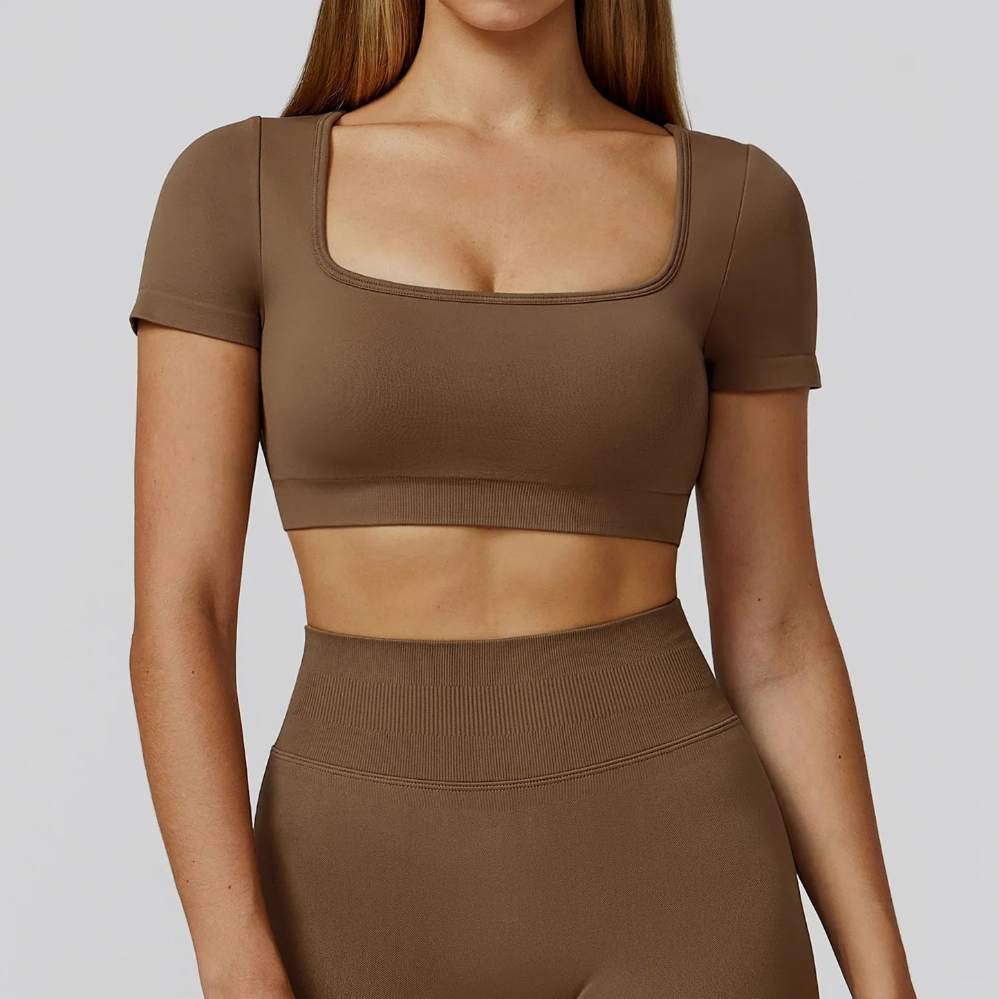 Women’s Gym Yoga Top | Square Neck Backless Fitness Outfit