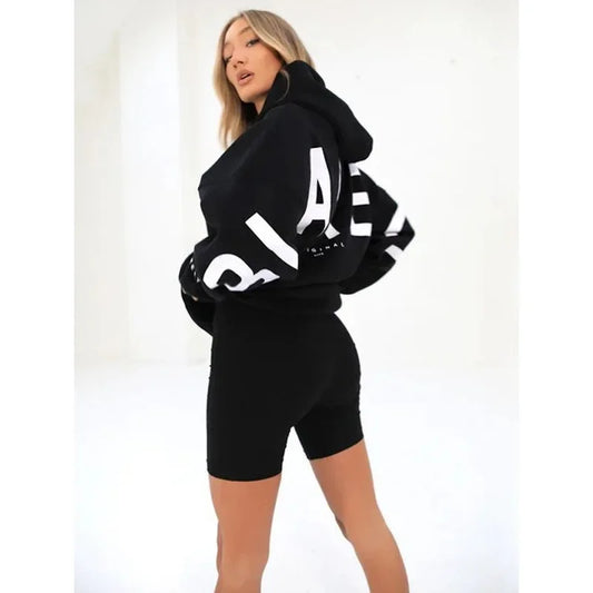 Women’s Stylish Printed Hoodie Thick Warm Streetwear Sweatshirt