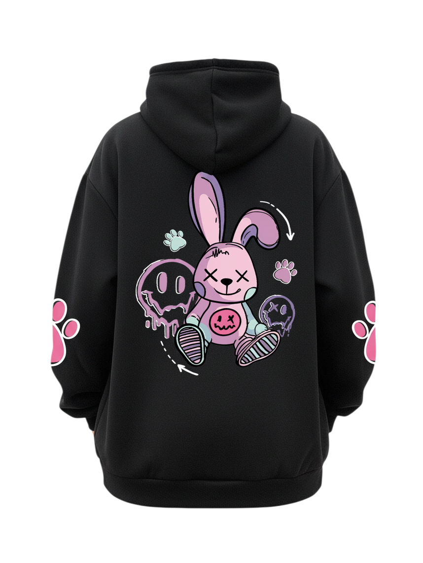 Studio & Street™ Rebel Bunny Printed Fleece Hoodie