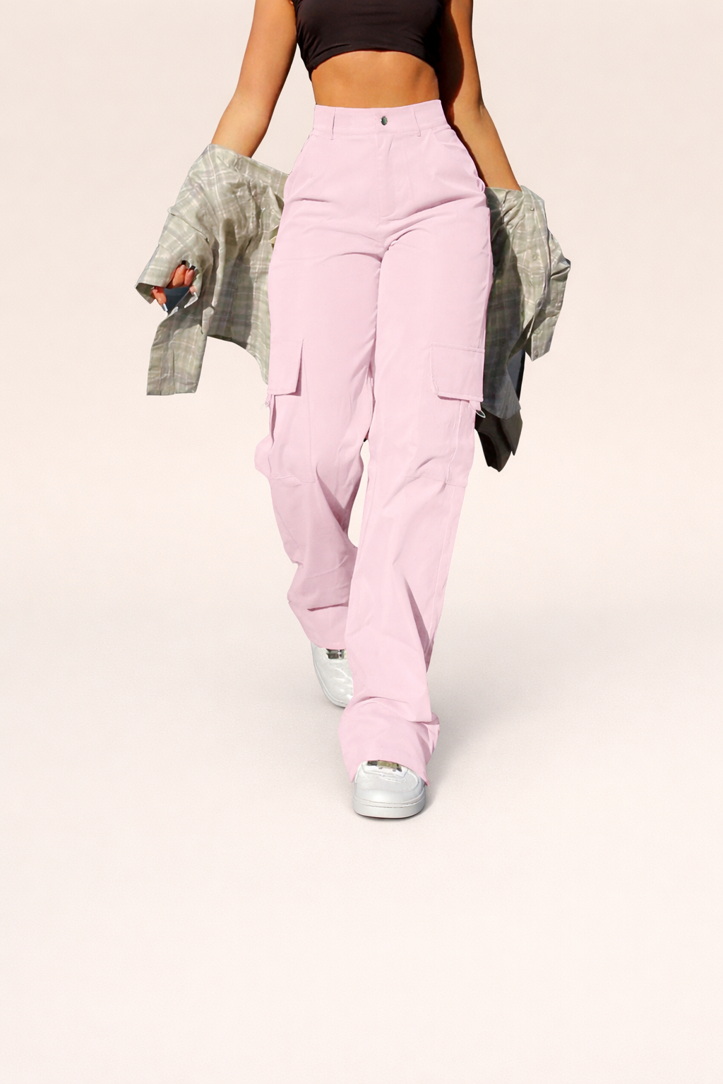 Women Loose Cargo Pants High Waist Wide Leg Trousers Pockets Casual Full Length