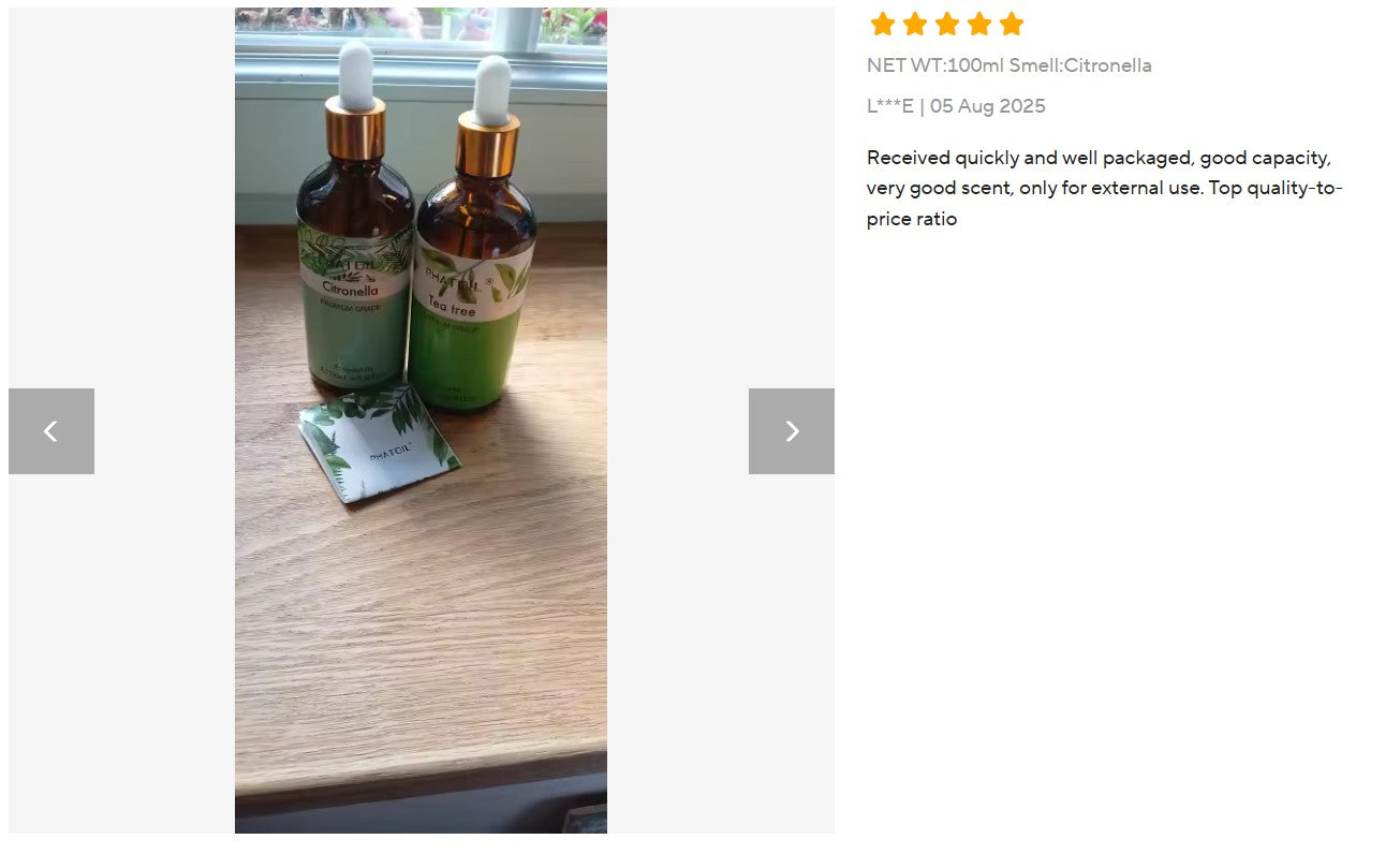 PHATOIL 100ml Essential Oil – Eucalyptus, Lavender, Vanilla, Jasmine & More