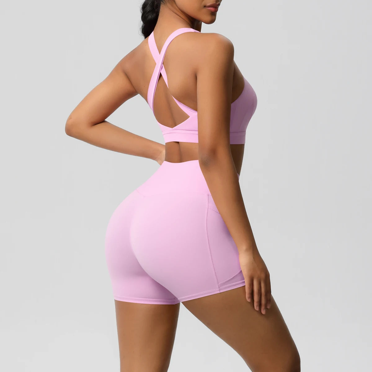 2 Piece Cross Fit Set Women | Pocket Leggings Gym Outfit