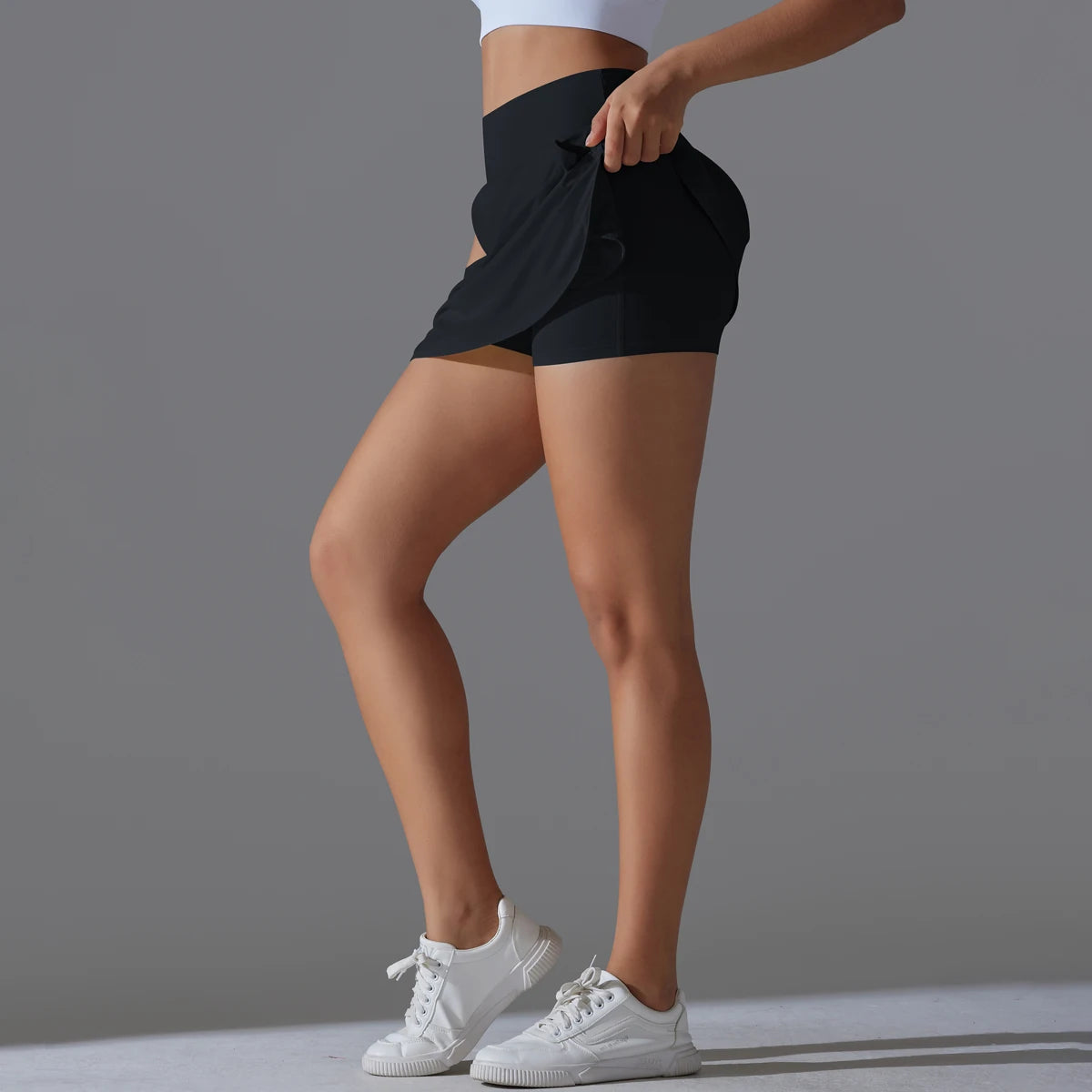 Women’s Gym Running Skorts – Double Deck Quick Dry Workout Shorts with Pocket