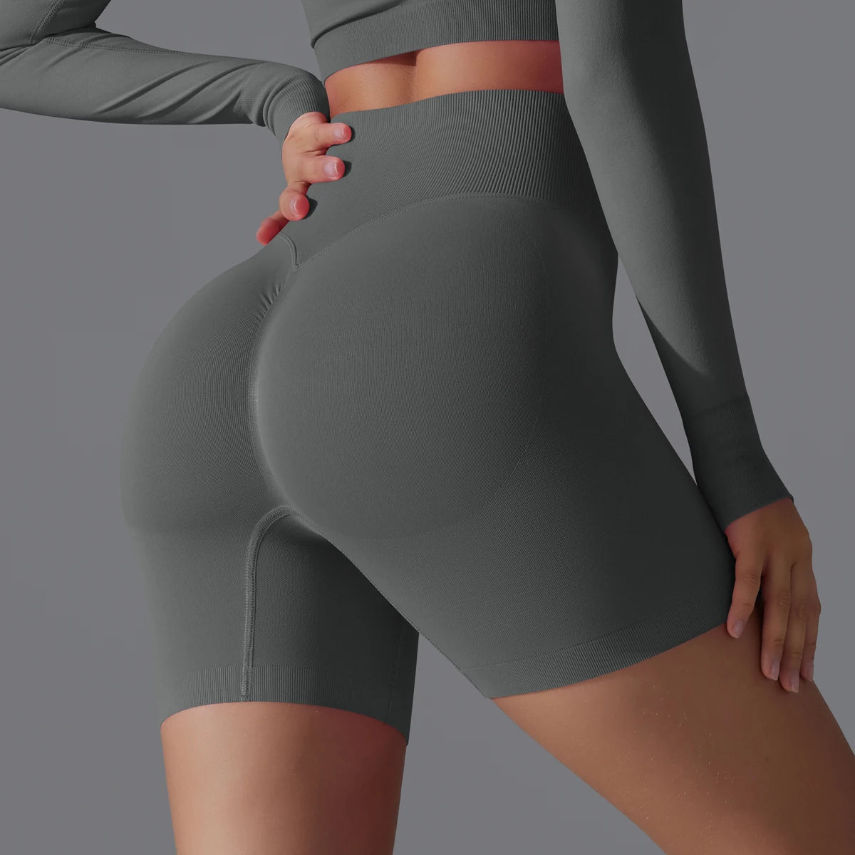 Womens High Waist Seamless Yoga Gym Shorts Running Fitness Workout Shorts