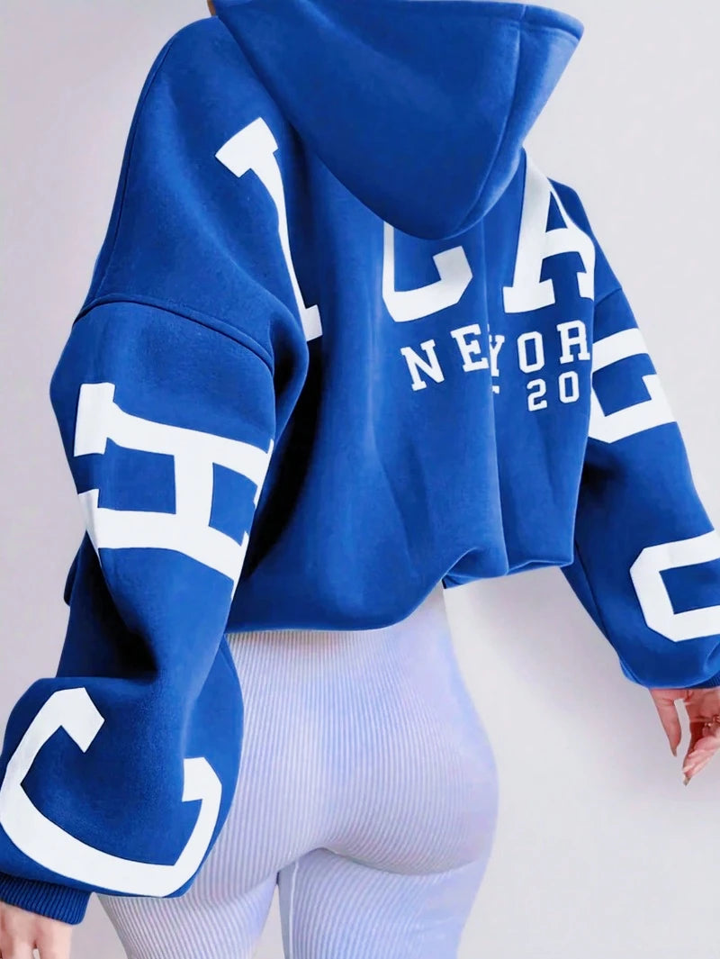 Women’s Casual Long Sleeve Hoodie Letter Print Streetwear Top