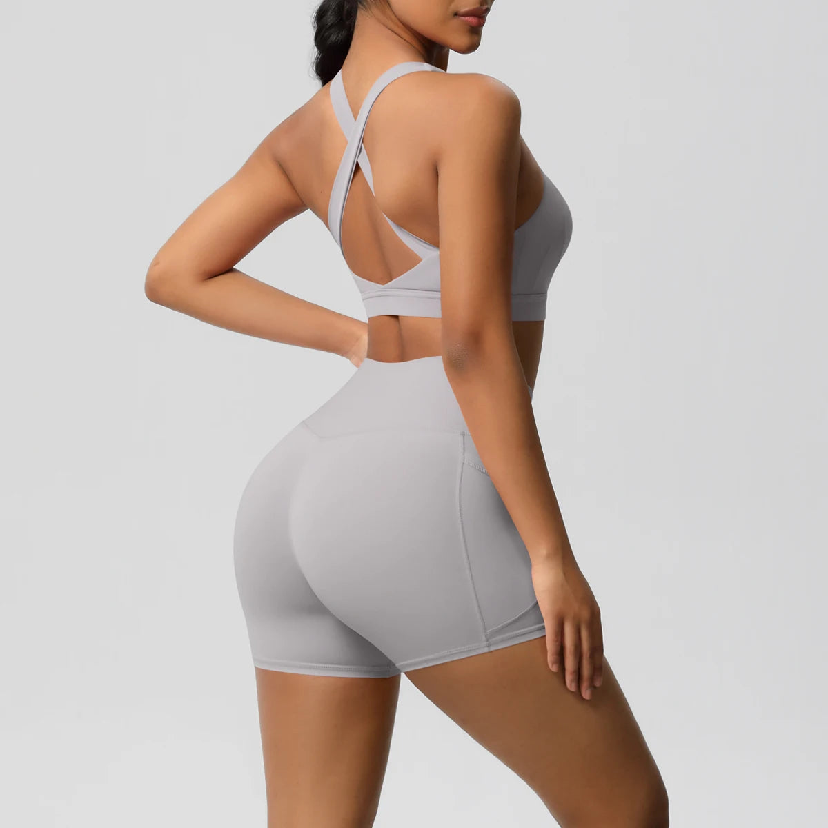 2 Piece Cross Fit Set Women | Pocket Leggings Gym Outfit