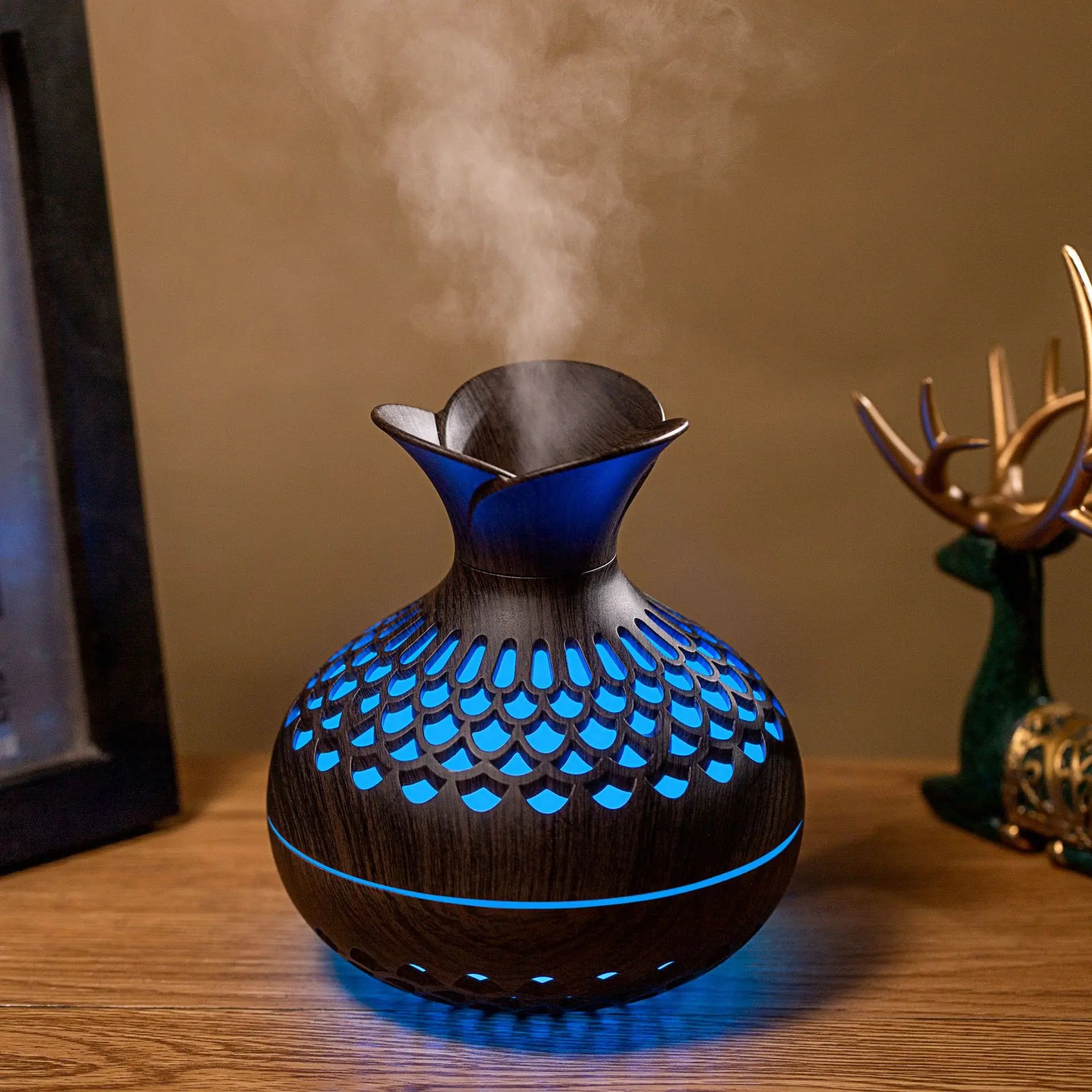 Wood Grain Mini Vase Air Humidifier & Aroma Essential Oil Diffuser