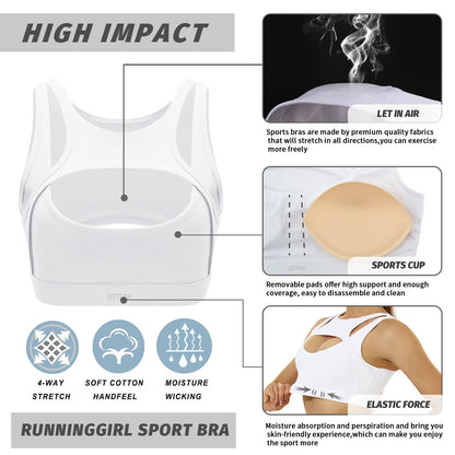 Women High Impact Sports Bra Push Up Shockproof Gym Workout Yoga Crop Top