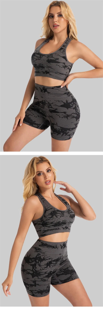 High-Waist Butt-Lifting Yoga Suit Women's Tight Sports Wear Breathable Quick-Dry Fitness Set Running Exercise Outfit
