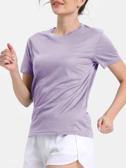 Women Quick Dry Running Gym Sport T-Shirt Breathable Lightweight Fitness Top