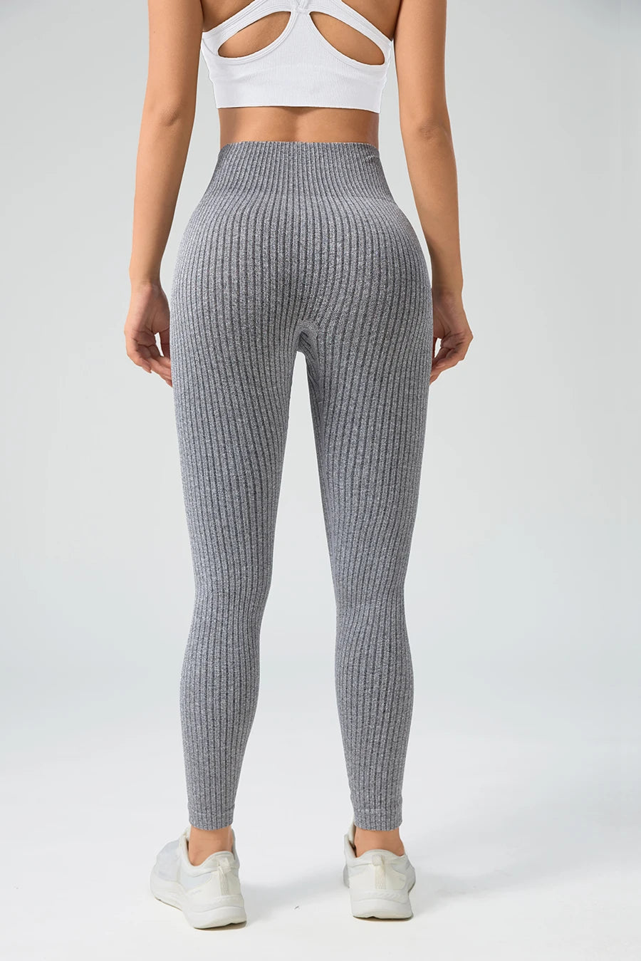 Contour Fit Leggings - Grey Ribbed