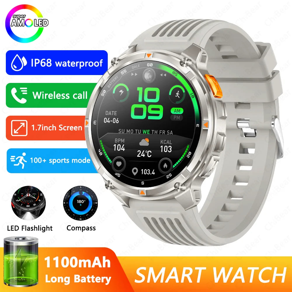 2026 T-Rex3 Pro Smart Watch 1100mAh GPS 5ATM Military Sports Compass Run