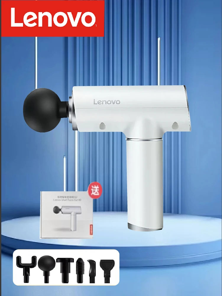 Lenovo Mini Massage Gun | 6 Heads Deep Tissue Fascia Gun with 5 Speeds Silent Massager