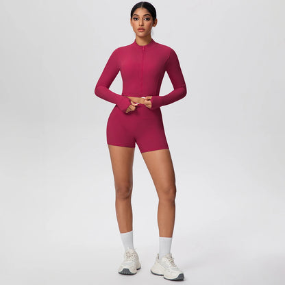 Women Yoga Set Quick Dry | Zipper Top Leggings Set