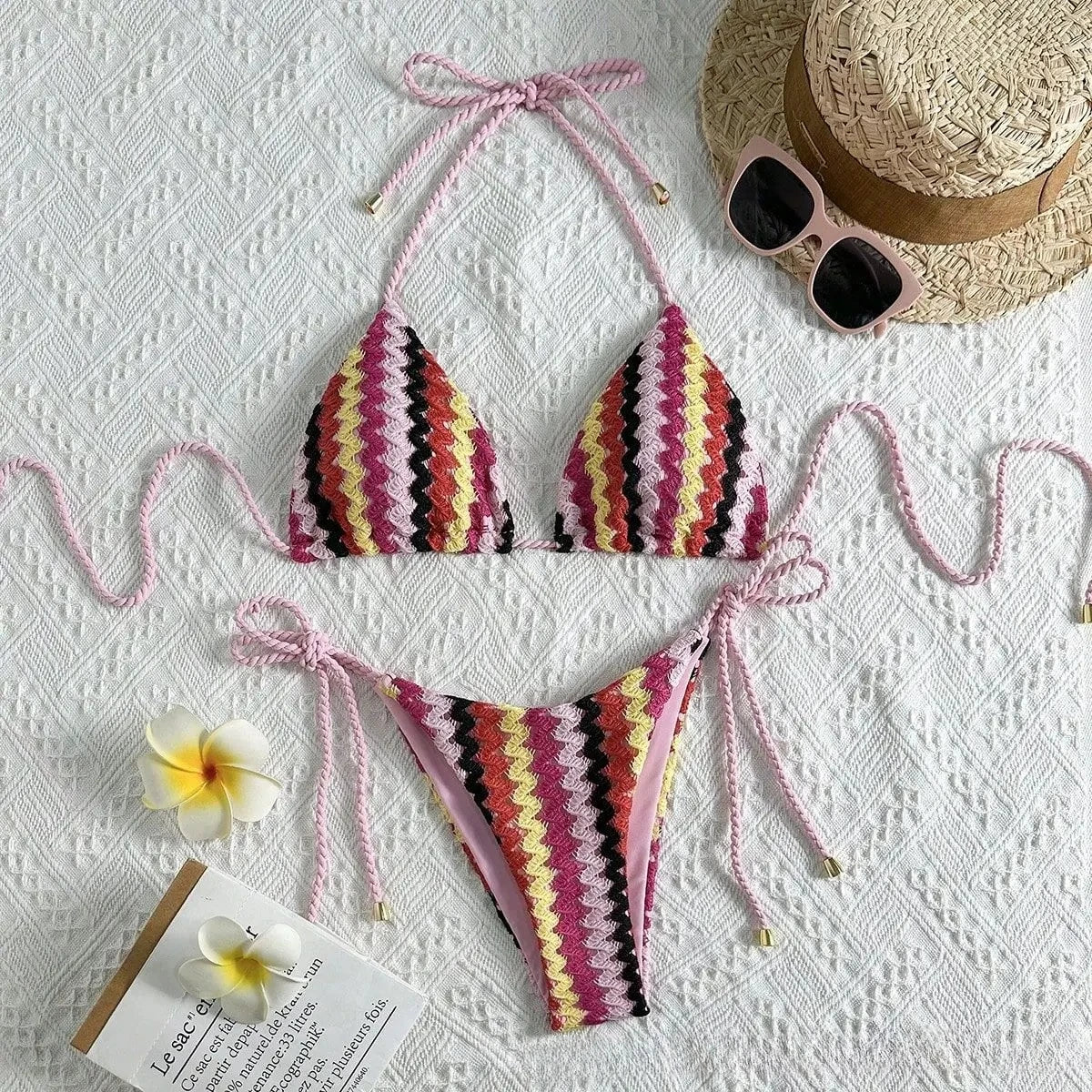 Laguna Isla - Stripey Crochet Bikini