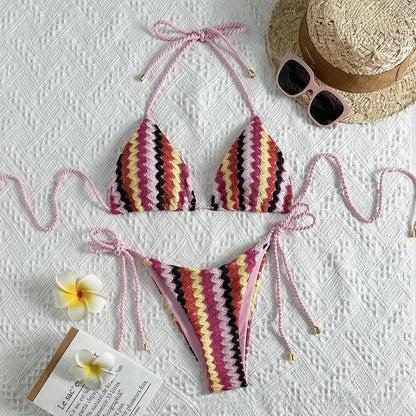 Laguna Isla - Stripey Crochet Bikini