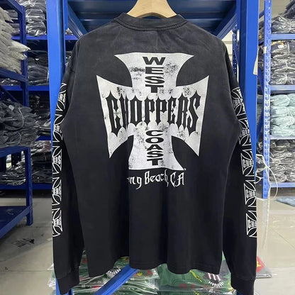 Womans Cross Logo Zipper Hoodie | Vintage Washed Black Oversized