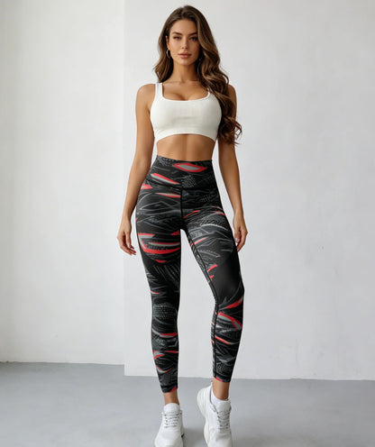 Sculpt & Flow Leggings - Black Red Buttery Smooth