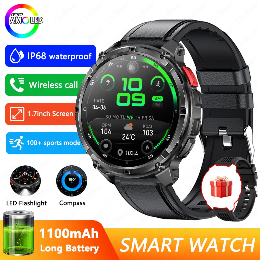 2026 T-Rex3 Pro Smart Watch 1100mAh GPS 5ATM Military Sports Compass Run