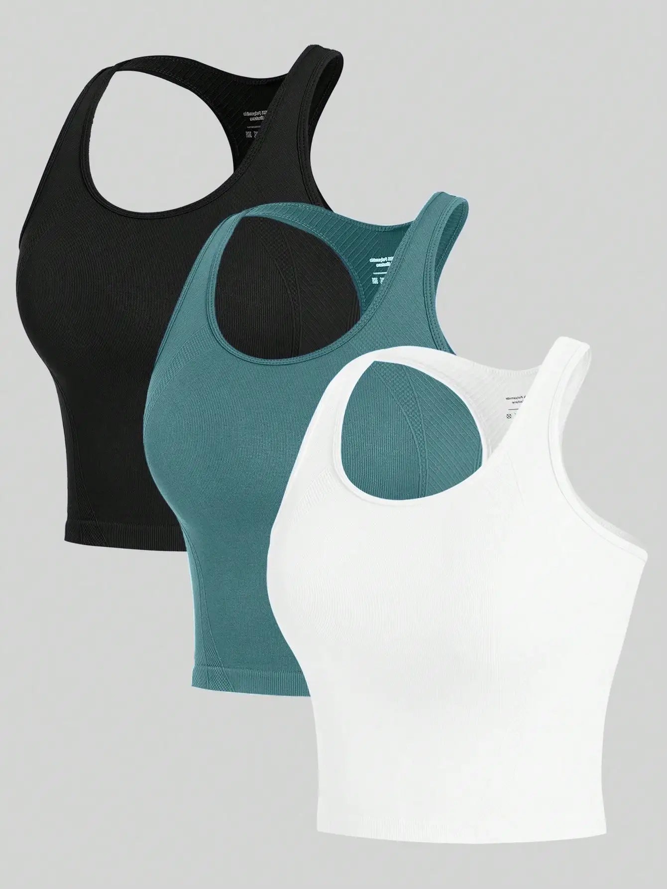 3 Pack Yoga Crop Tops | Seamless Gym Workout Tanks