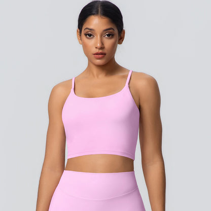 Women Backless Sports Bra Naked Feel Yoga Gym Workout Padded Top