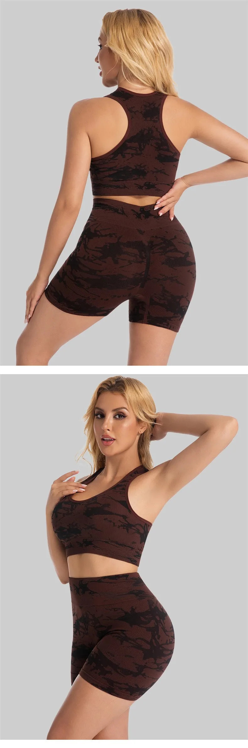 High-Waist Butt-Lifting Yoga Suit Women's Tight Sports Wear Breathable Quick-Dry Fitness Set Running Exercise Outfit