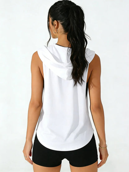 Women Sleeveless Hoodie Atlanta USA Tank Top Loose Side Split Casual Vest TikTok