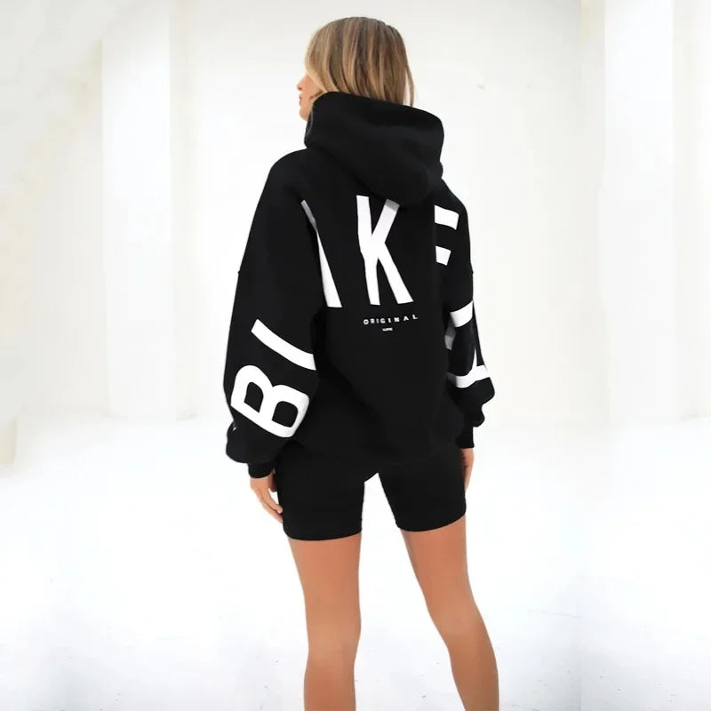 Women’s Stylish Printed Hoodie Thick Warm Streetwear Sweatshirt