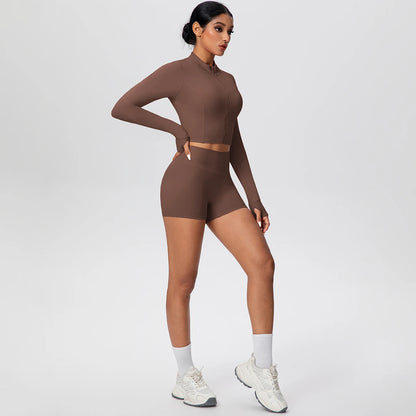 Women Yoga Set Quick Dry | Zipper Top Leggings Set