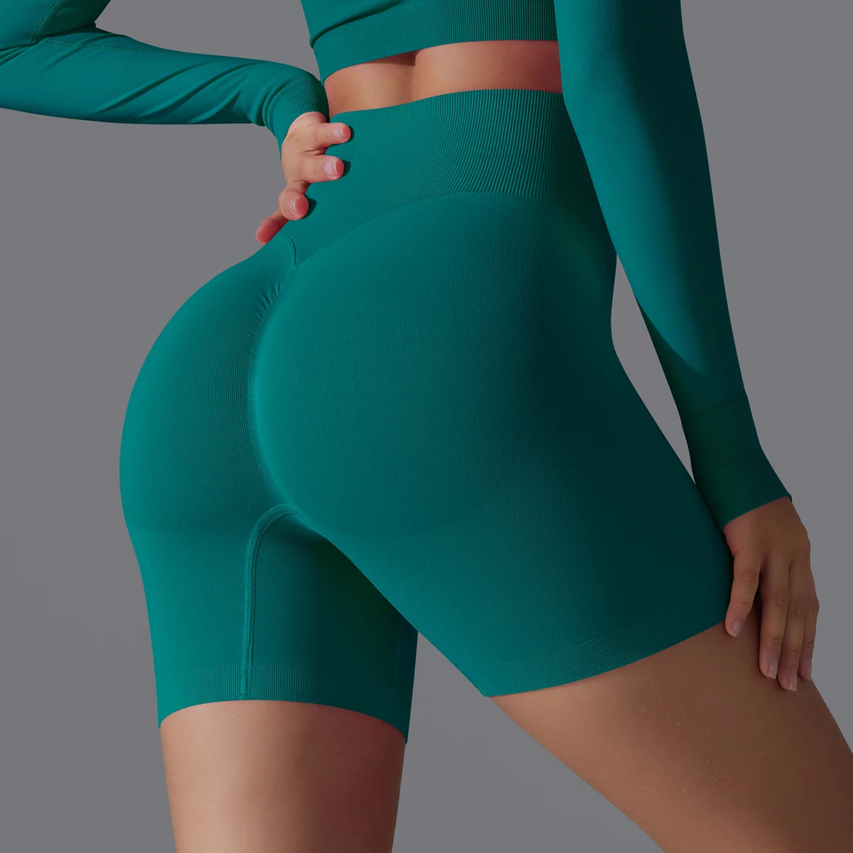 Womens High Waist Seamless Yoga Gym Shorts Running Fitness Workout Shorts
