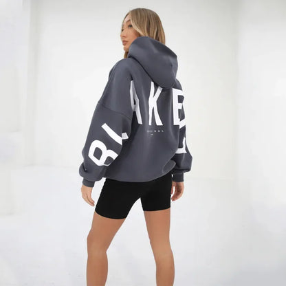 Women’s Stylish Printed Hoodie Thick Warm Streetwear Sweatshirt