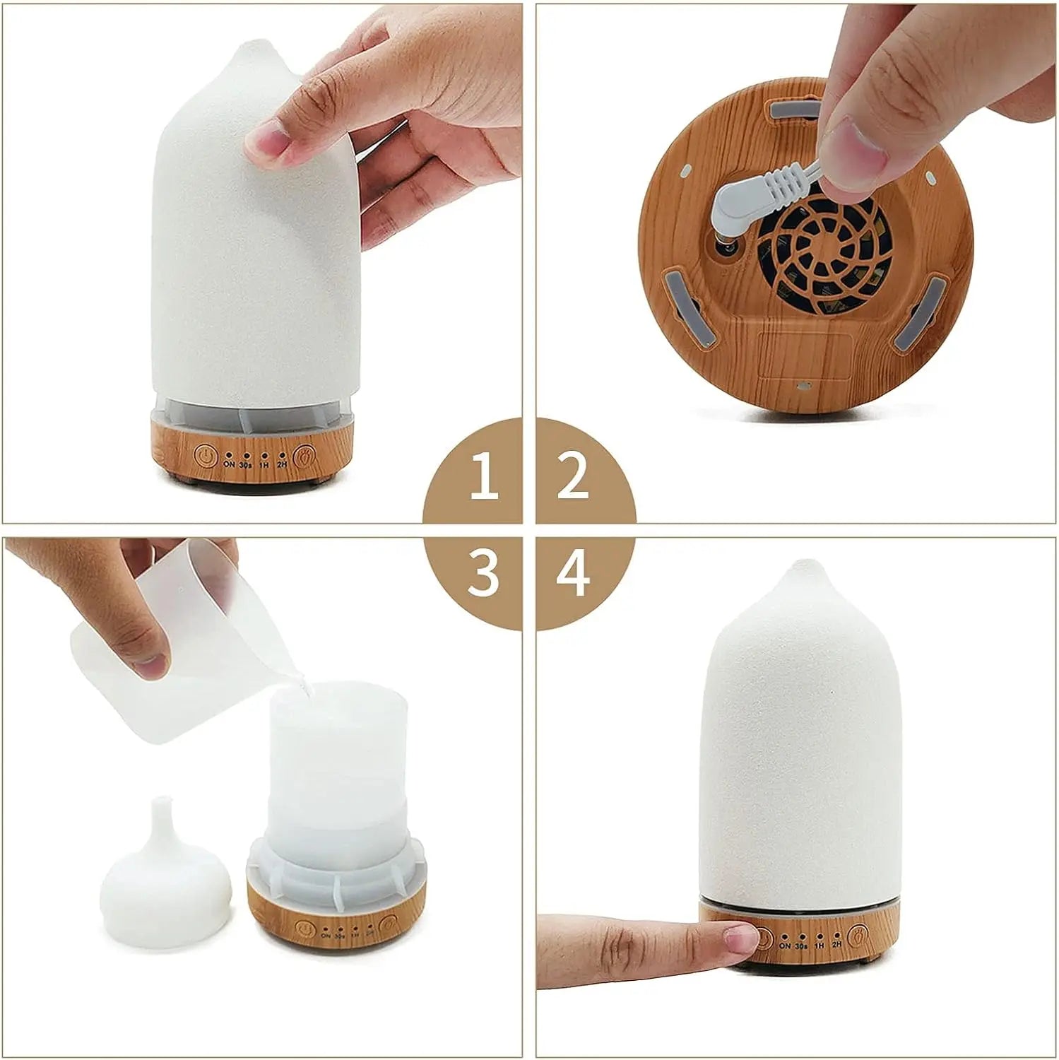 Ceramic Essential Oil Diffuser 100ML | Ultrasonic Aromatherapy Humidifier