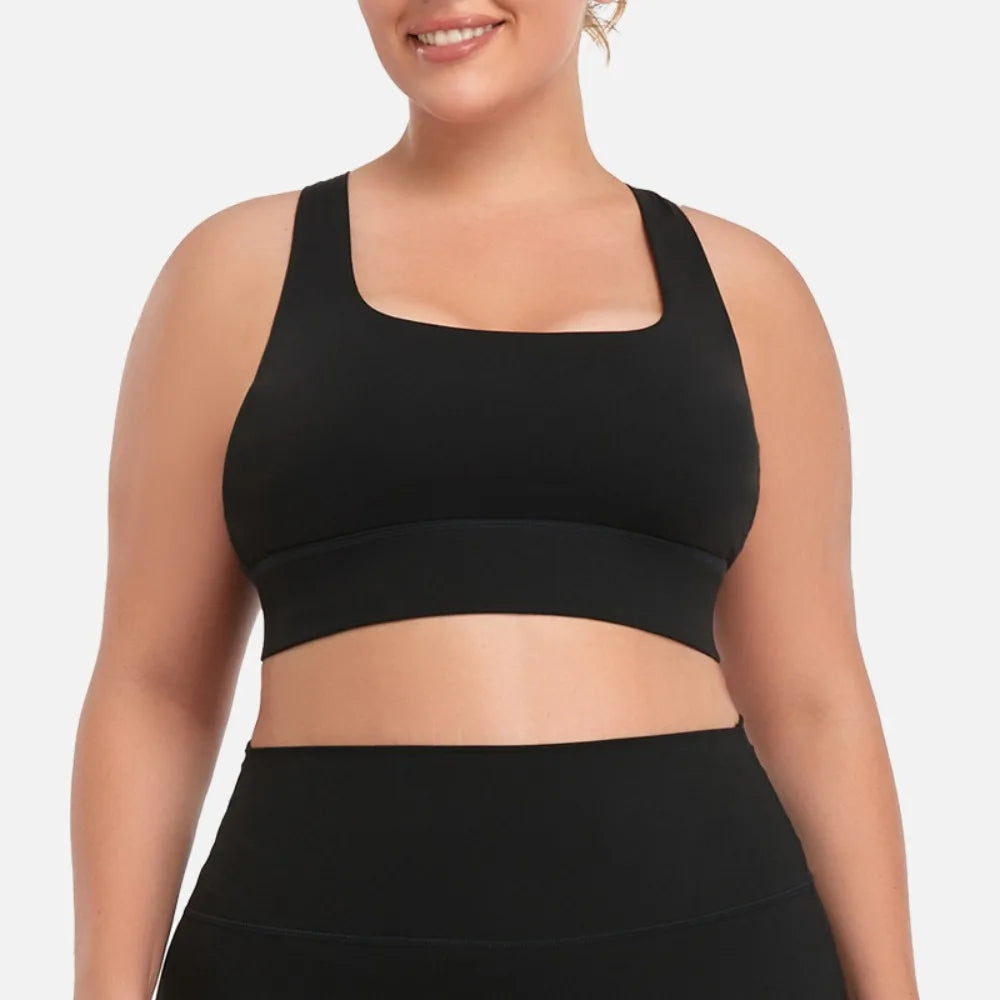 Woman's Plus Size Sports Bra | Cross Back Padded Yoga Gym Top