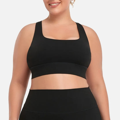 Woman's Plus Size Sports Bra | Cross Back Padded Yoga Gym Top