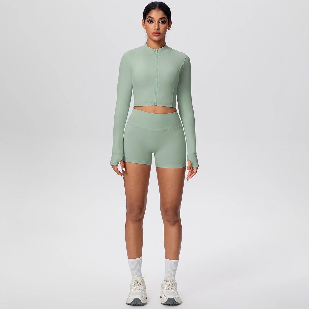 Women Yoga Set Quick Dry | Zipper Top Leggings Set