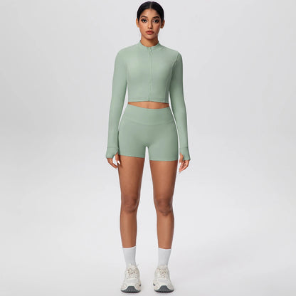 Women Yoga Set Quick Dry | Zipper Top Leggings Set