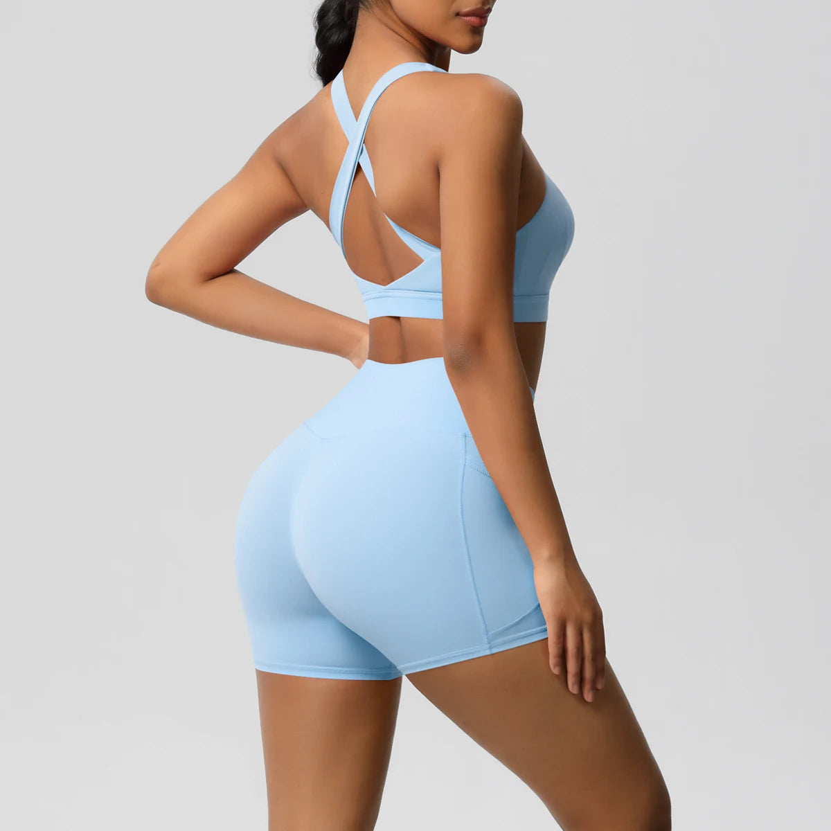 2 Piece Cross Fit Set Women | Pocket Leggings Gym Outfit