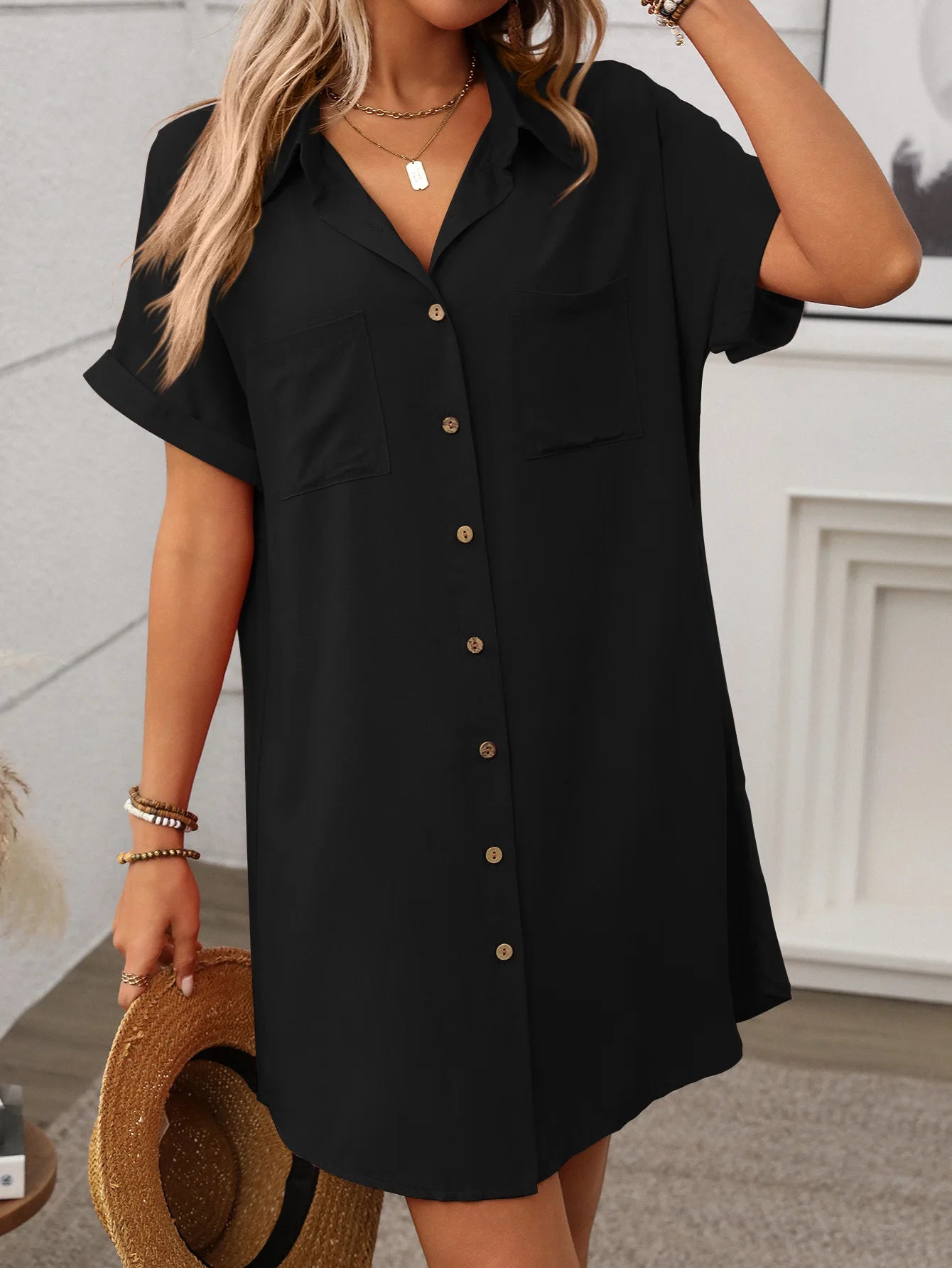 Womens Striped Shirt Dress Cotton Linen Midi Summer Casual Beach Dress