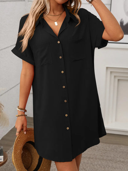 Womens Striped Shirt Dress Cotton Linen Midi Summer Casual Beach Dress