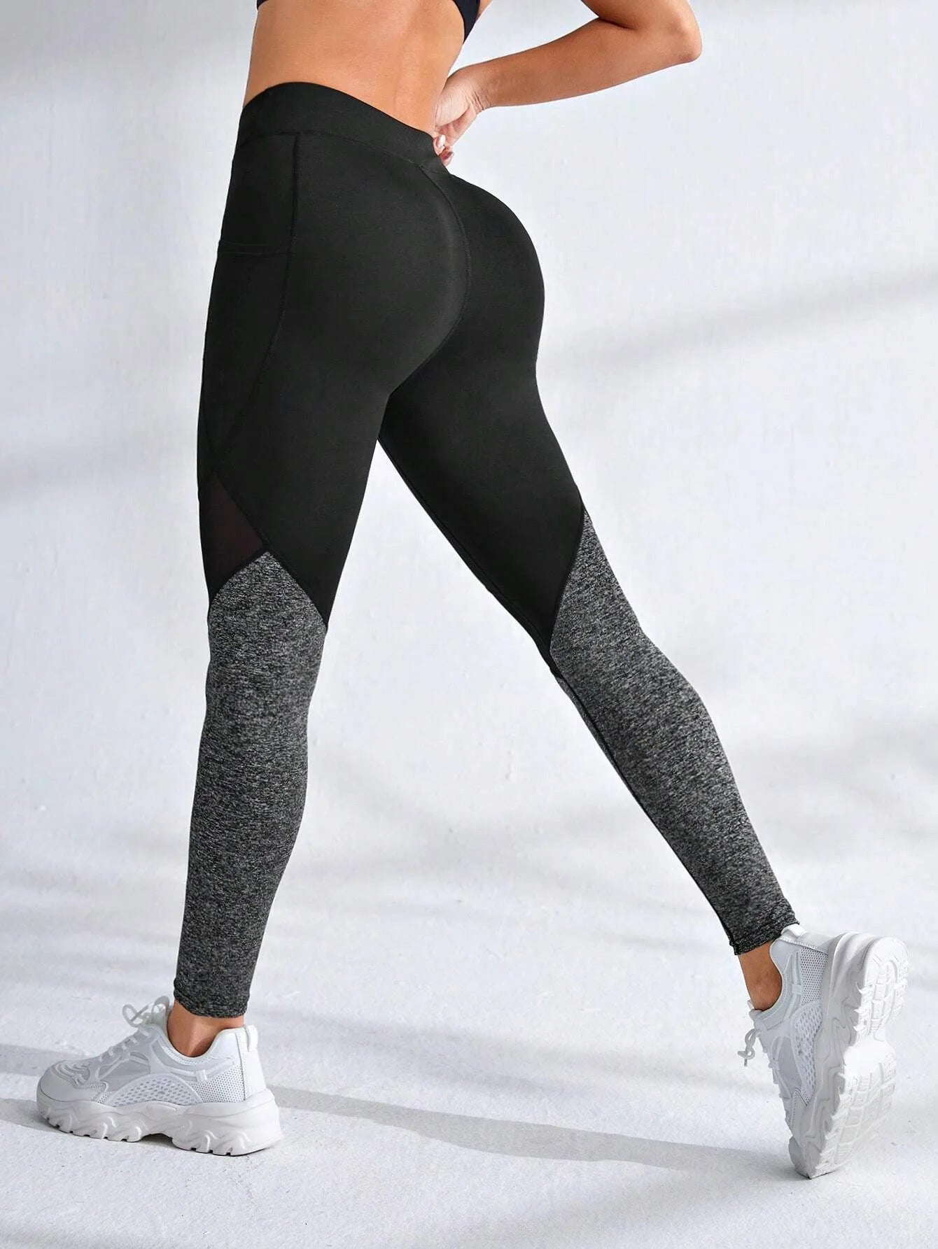 Sculpt & Flow Leggings - Black/Grey Mesh