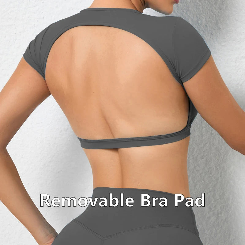 Ctenkevet Sports Crop Top | Backless Yoga Gym Activewear
