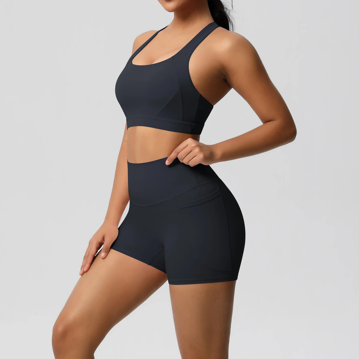 2 Piece Cross Fit Set Women | Pocket Leggings Gym Outfit