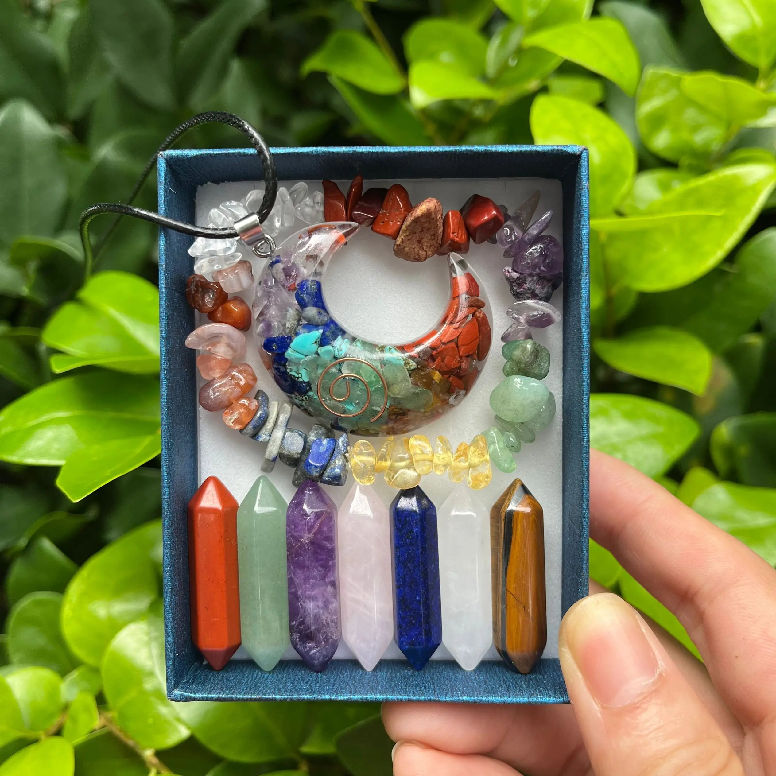 9PCS Pointed Quartz Crystal Chakra Healing Stones Set – Hexagon Rose Quartz Crystals for Meditation & Bedroom Decor