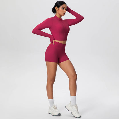 Women Yoga Set Quick Dry | Zipper Top Leggings Set