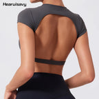 Hearuisavy Sports Top | Backless Yoga Crop Activewear