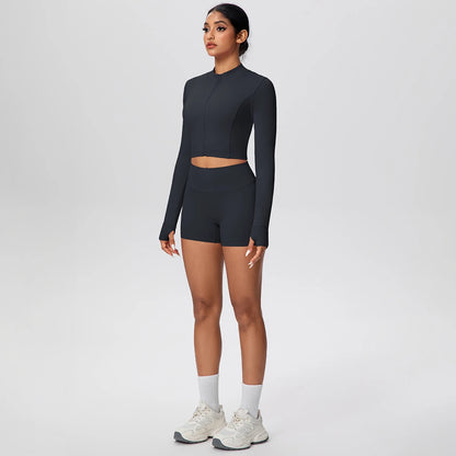 Women Yoga Set Quick Dry | Zipper Top Leggings Set