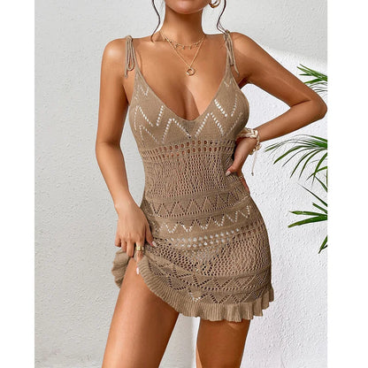 Women’s Backless Summer Beach Dress Knitted Sleeveless Cover Up
